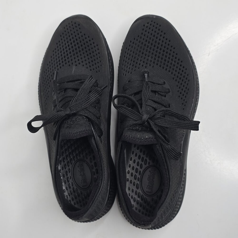 Crocs LiteRide 360 Pacer Men Size 6 Triple Black‎ Lace Up Shoes Sneakers